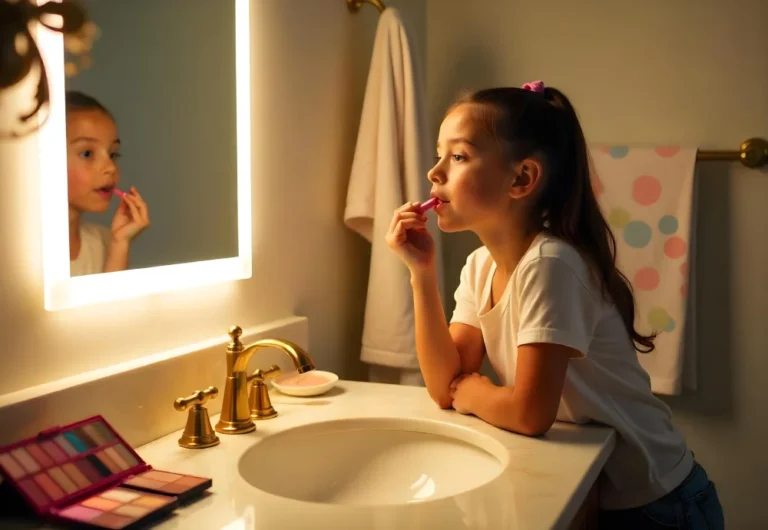 vanity with lighted mirror